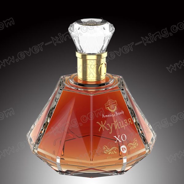 Custom Luxury Diamond Spirits Brandy Glass Bottle 700Ml