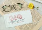 White Silk Printing Microfiber Drawstring Eyeglass Pouch Small Size For