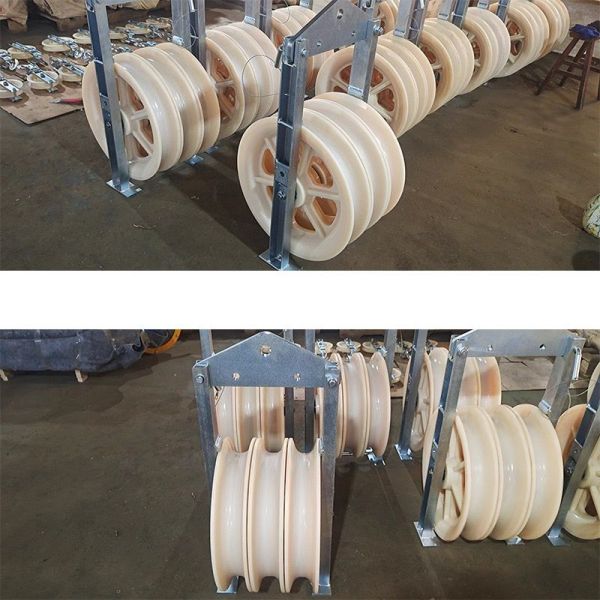 508mm Pilot Wire Use Stringing Block Galvanized Nylon Sheave Aerial Cable Pulley Block For Conductors