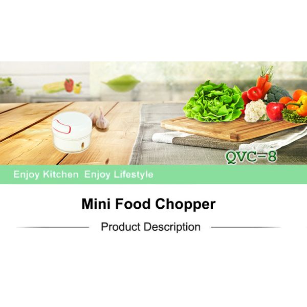 Home Manual Hand Held Mini Vegetable Chopper Cutter With Pulling Cord