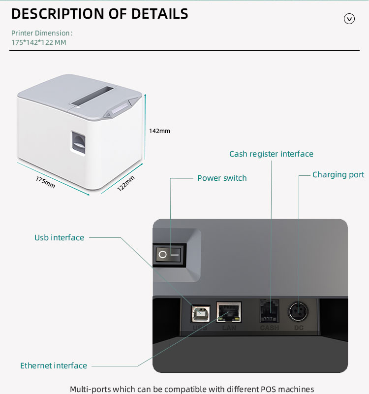 Mini 3 inch Bluetooth Thermal Printer for High Speed Android Mobile Pos Terminal