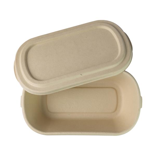 Quality 800ml Rectangular Disposable Packaging Containers , Bamboo Fibre Paper Pulp Box for sale