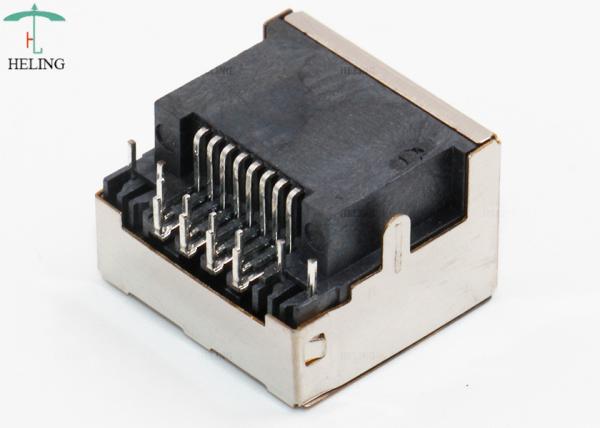 Quality Through Hole PCB Mount RJ45 Jack 8P8C One Port Side Entry Built - In LED for sale