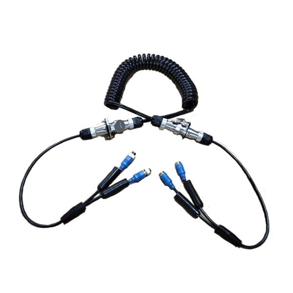 OD 8.0MM Car Reverse Camera Cable Retractable Heavy Duty Trailer Coiled Lead For Backup Camera
