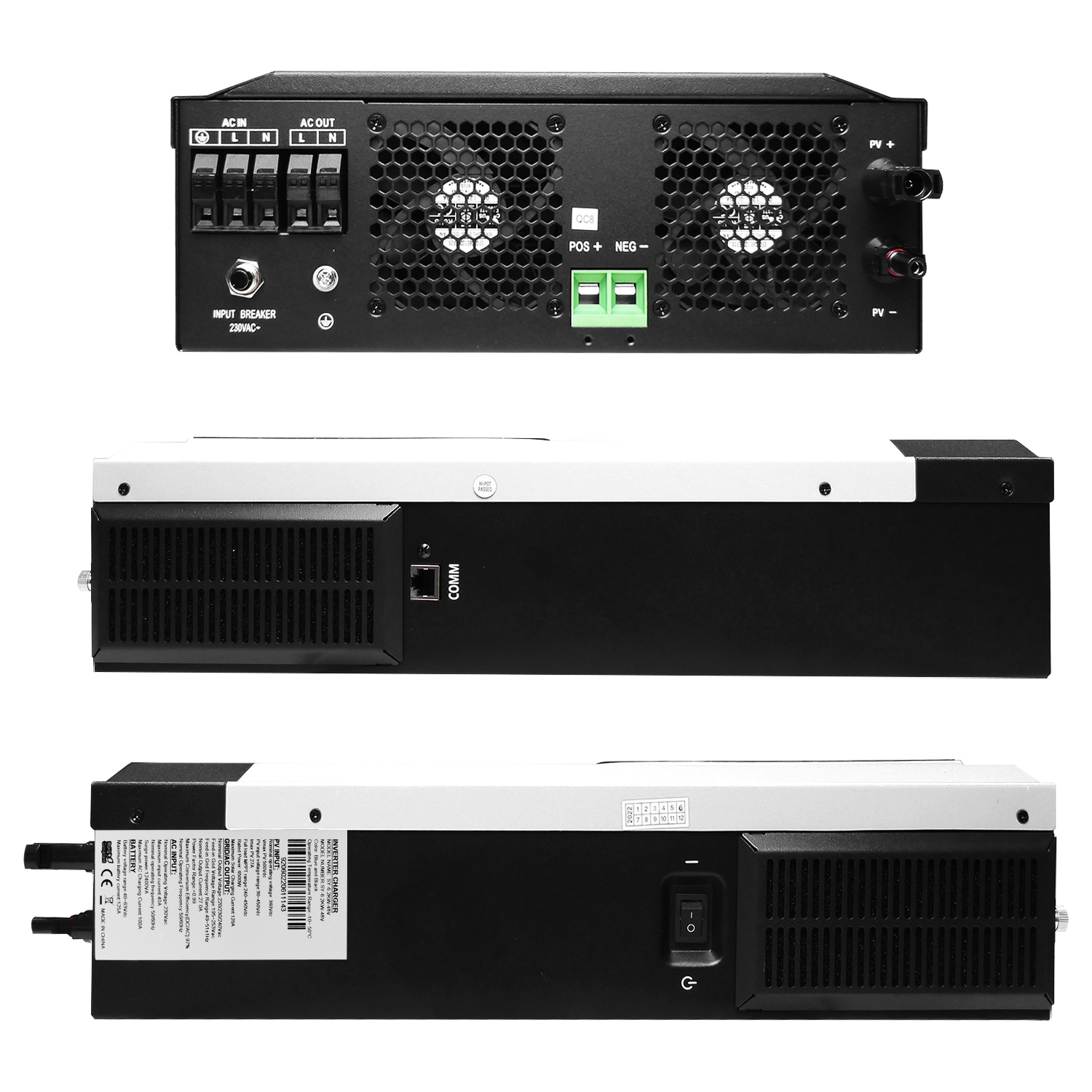 10Kw Solar Inverter On Off Grid Hybrid Solar Hybrid Inverter 3 Phase 8Kw 10Kw Home Use Solar Hybrid Inverter Battery Pack Bms