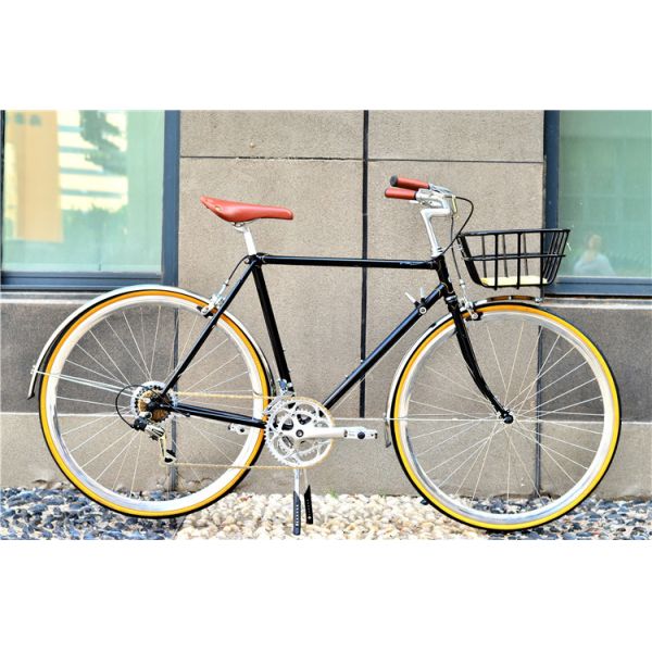 Cheap manufacturer price colorful hi-ten steel 26/28 size elegant retro lady bike with basket for sale made in China