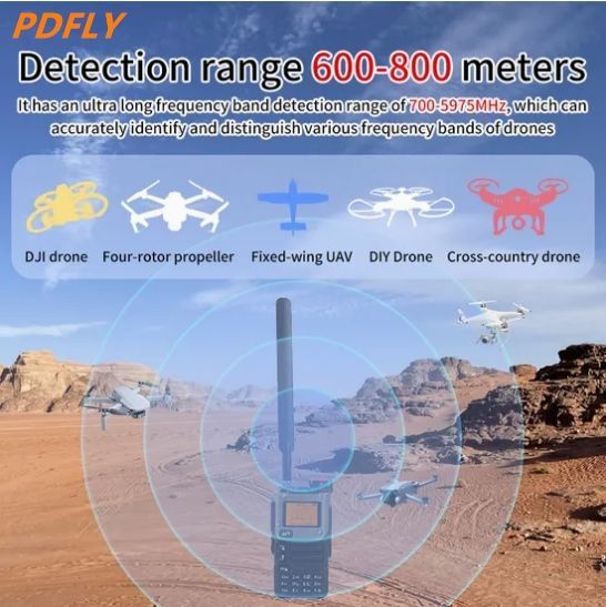 Professional 700MHz-6GHz Multi Band 0-2km Operating Distance Portable Uav Signal Jamming Detection Handheld Anti Drone Detector