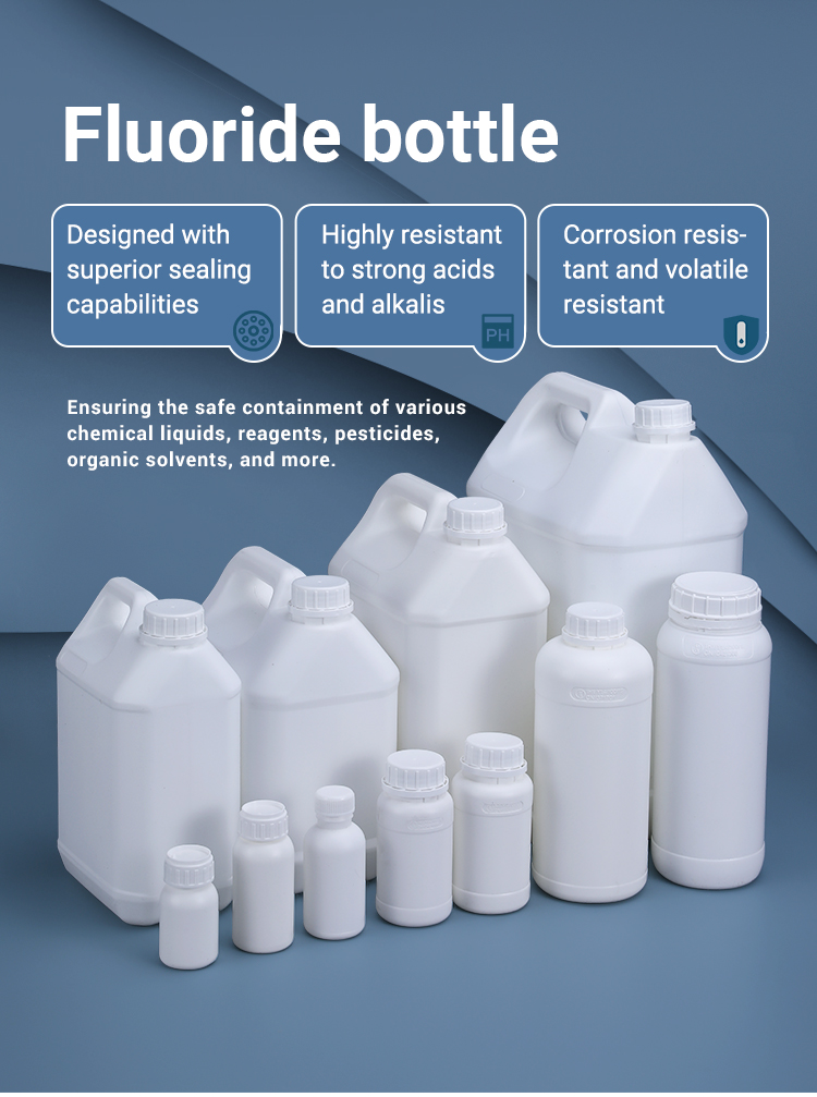 HDPE Plastic Fluoride Transparent Reagent Bottle 1000ml 1L For Chemical Packaging