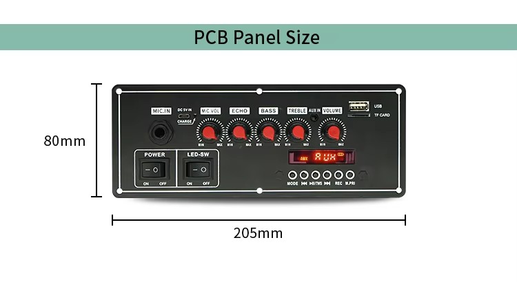Voice Recorder Function 2x20W 7.4V Wireless Wired Microphone Trolley Speaker Sound Bt Decoder Amplifier Board