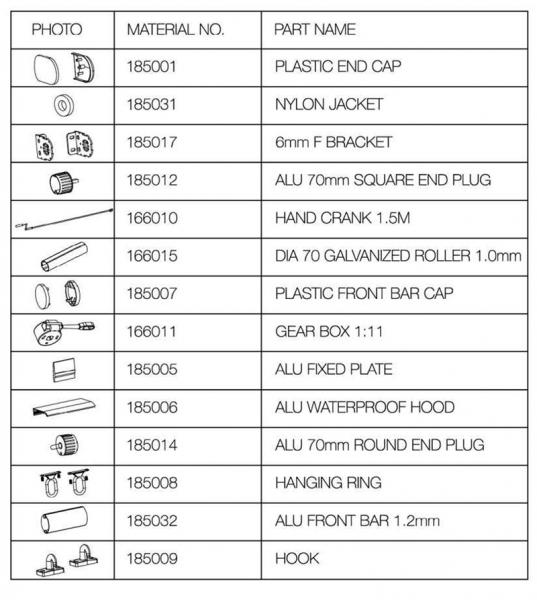 70mm Vertical Retractable Window Awnings Remote Control