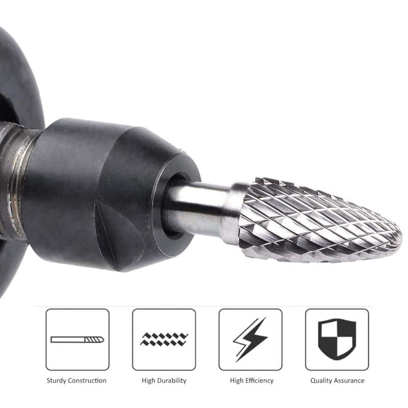 8PCS 6mm Shank Diameter Tungsten Carbide Rotary File Burr Set