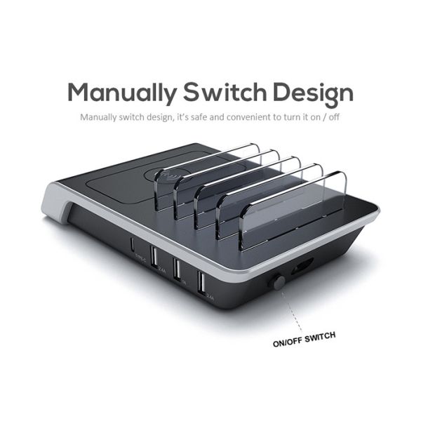 5 In 1 45W Type C USB QC QI Wireless Charging Station