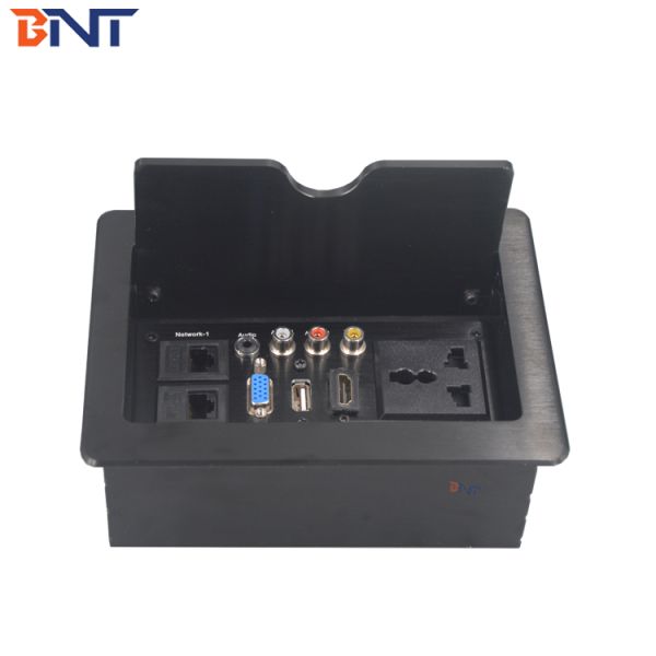 Aluminum furniture power data table mounted socket with slip cover