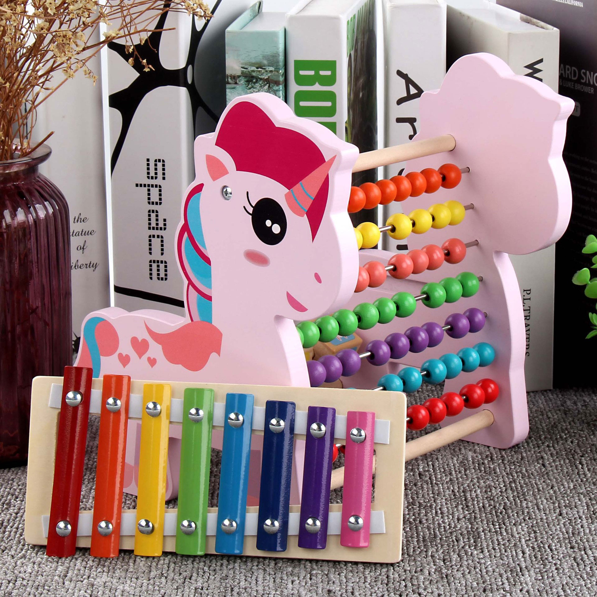 Unisex Education Toy Wooden Puzzle Blocks with Hammering Pounding and Piano Functions