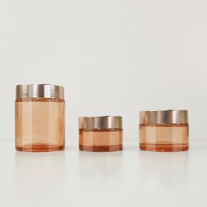 Face Lotion 100g Luxury Glass Cosmetic Jars Containers Custom Empty