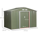 64.5kg Galvanised Steel Storage Shed AJUNION 9 x 6FT 2 Doors for Garden Building