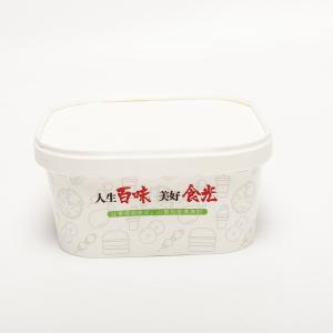 China Custom Kraft Square Paper Bowl With Lids 1000ml Disposable Salad Container wholesale
