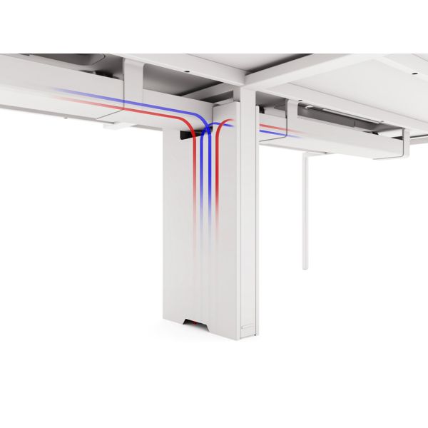 MC3.0 Office Double Sided Four Person Workstation With Monitor Arms Triangular Tube