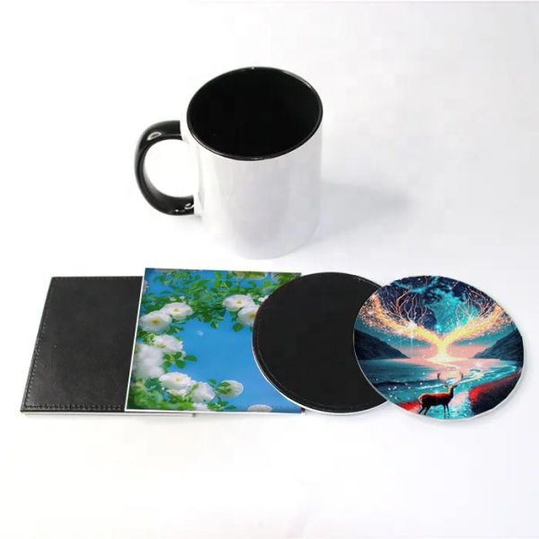 Round And Square Coaster Blanks For Sublimation Leather Coasters With Logo