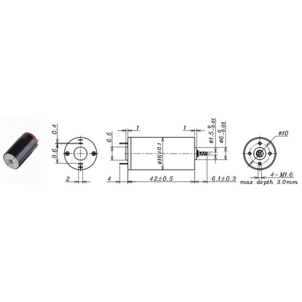 DC Coreless Metal Brush motor Coreless DC Brush Motor D16mmL42mm 6V12V24V36V48V