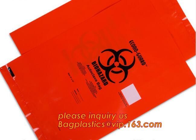 LDPE biohazard waste bin bags disposable medical autoclave bags, biohazard specimen bag plastic adhesive flat bag, bagea