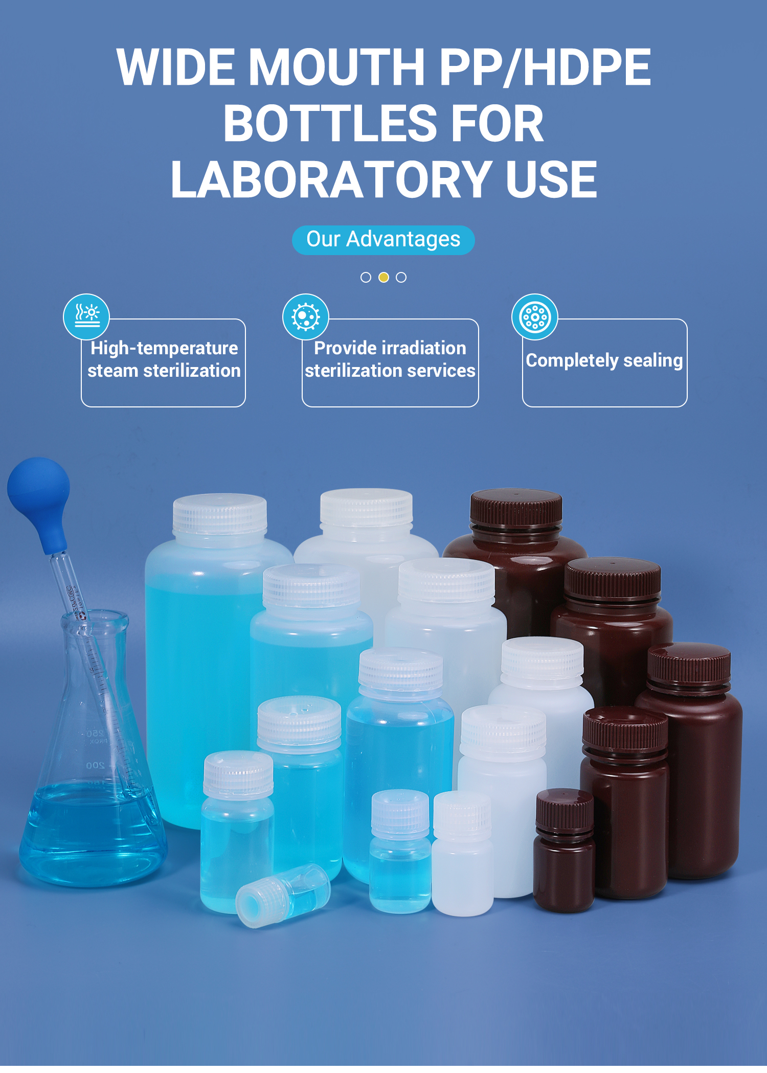 Plastic Screw Cap Wide Mouth Laboratory Chemical Reagent Bottle with ODM Service