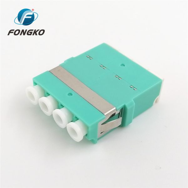 Quad Shuttered OM3 Fiber Optic Cable Adapter Lc Bulkhead Connector For CATV