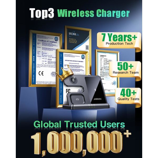 Wireless Charging Station for iPhone and Apple Watch Fast Charger for AirPods Pro 3 2