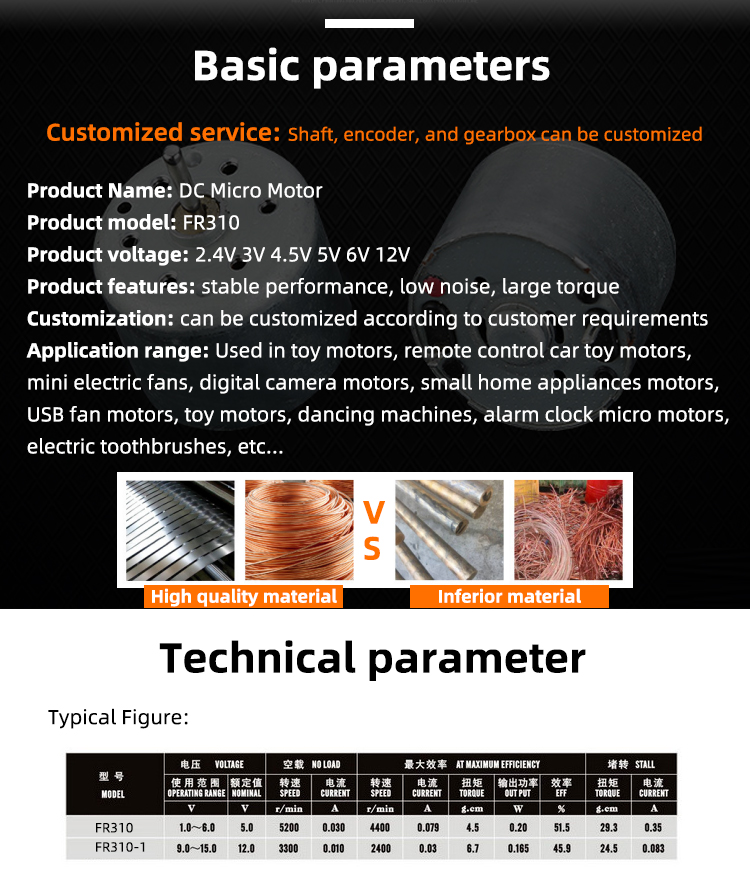 Faradyi Customized 0.09 A Mini Dc Motor 6v 4500rpm 310 Micro Brushless BLDC Dc Motor For Fan Ev Car Vehicles/ Air Freshener