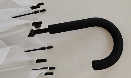 23 inches 8 Fiberglass Ribs Hands-Free Stick Umbrella with J Shape Rubber Coated Plastic Handle