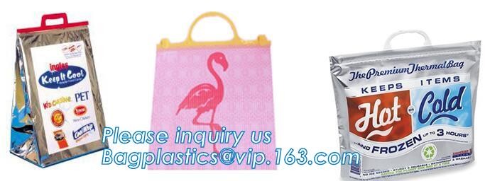 Custom Packing Aluminum Foil Zip-Lock Grocery Handle Thermal Insulation Cooler Bag For Outdoors,Promotional Insulated La