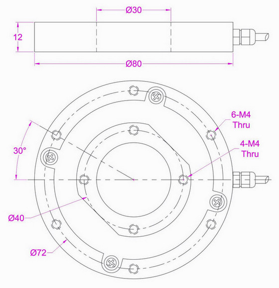 low profile thru hole reaction torque meter