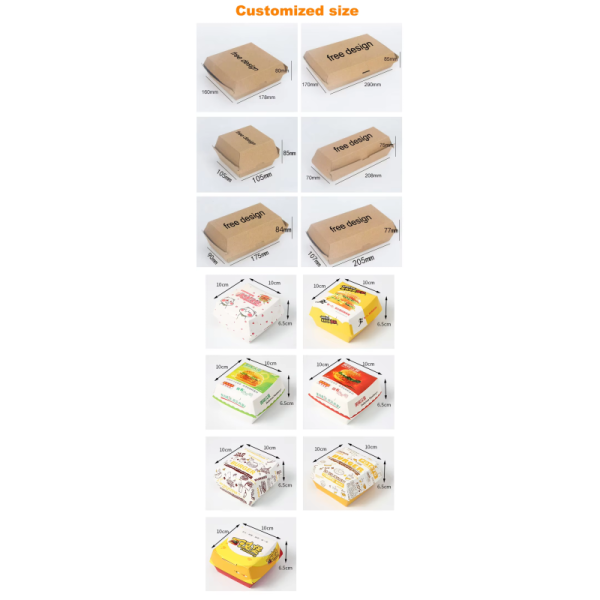 Greaseproof Biodegradable Burger Box with Customizable Design for Takeaway Food Packaging