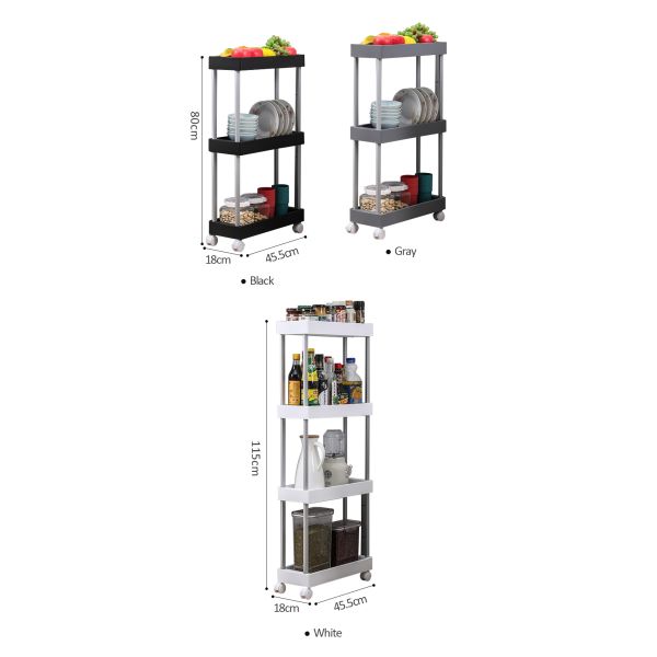 Crystal 98.5cm Kitchen Storage Racks Plastic Organizer Shelf Four Layer