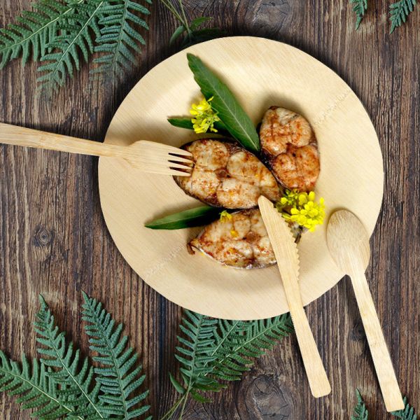 Eco-Friendly Cutlery Bamboo Raw Material Disposable Tableware Set Knife Forks Spoons