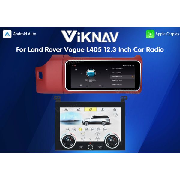 Viknav 12.3 Inch Touch Screen Car Radio And AC For Land Rover Range Rover Vogue L405 2013-2017 Multimedia Player GPS Navigation Head Unit (Red All)