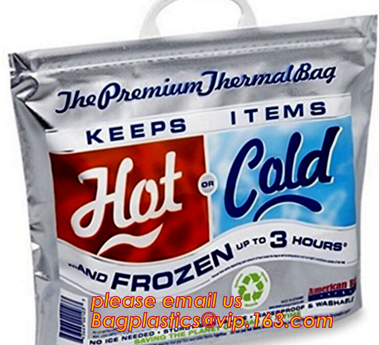 Custom Packing Aluminum Foil Zip-Lock Grocery Handle Thermal Insulation Cooler Bag For Outdoors,Promotional Insulated La