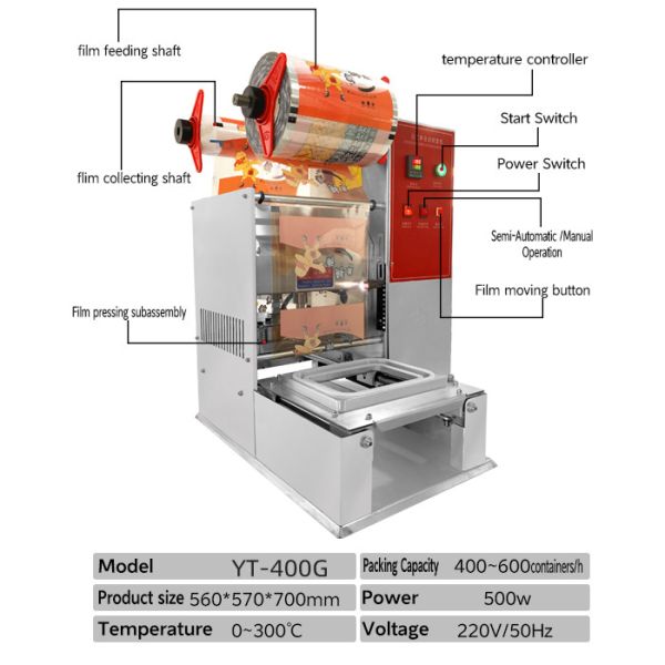 OEM ODM Table Top Tray Sealing Machine Fast Food Tray Sealer