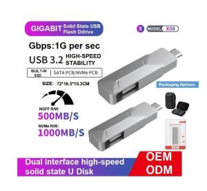 China Portable Type C Solid State Drive USB3.2 2 Tb Usb Stick SATA And Nvme Interface wholesale