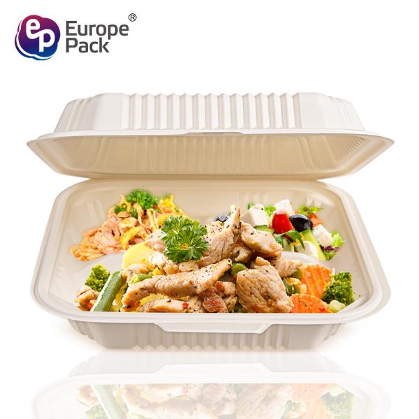 Quality Food grade eco friendly cornstarch tableware 900ml biodegradable 3 compartment lunch box for sale