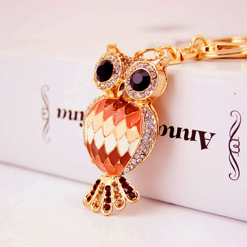 Owl Personalized Bling Wristlet Keychain 50mm Irregular Shaped
