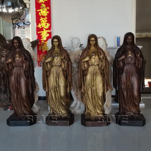 China Bronze Virgin Mary Statue Sculpture Life Size Catholic St Mary Metal Religious Statues Factory Spot Goods wholesale