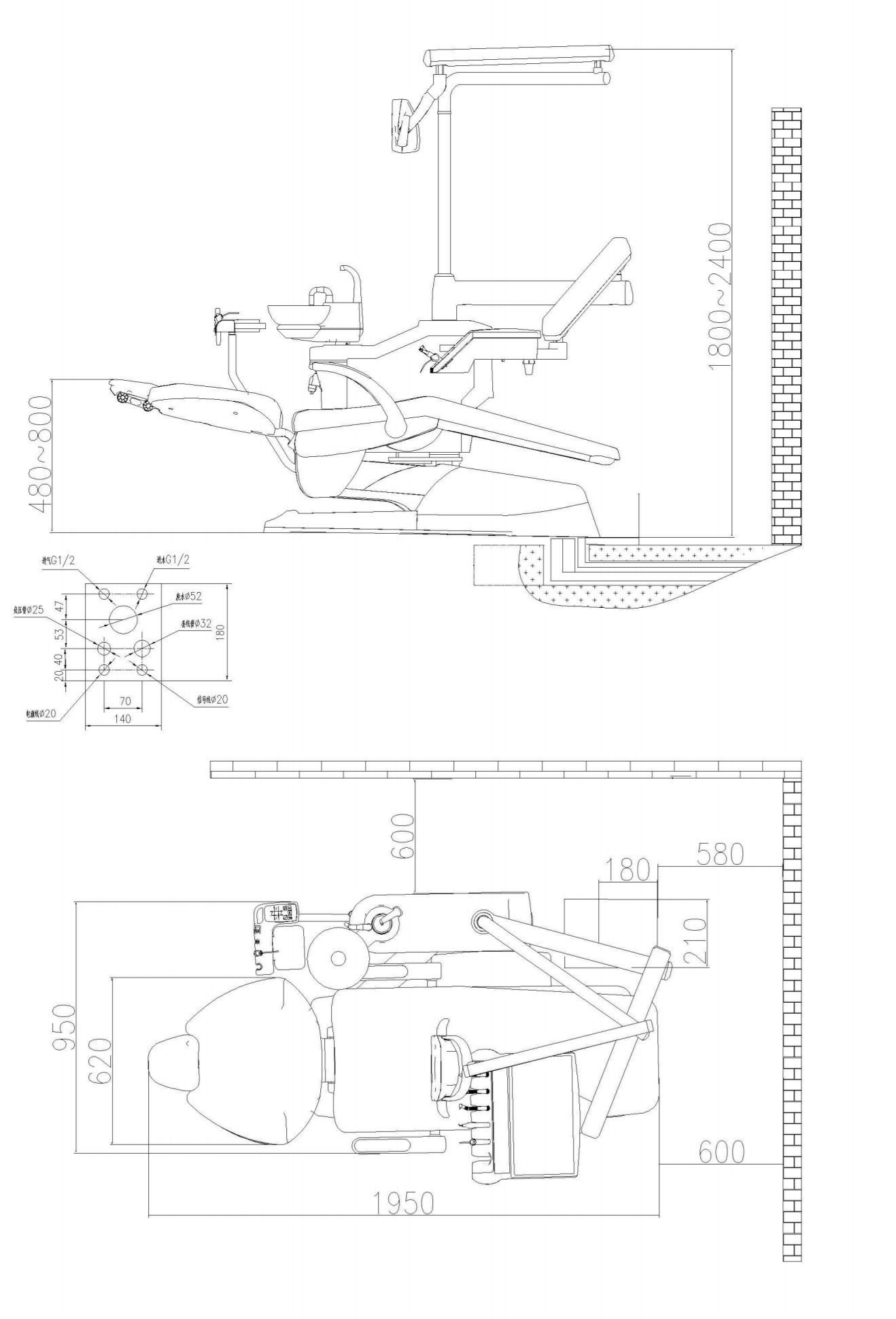 AP020 Dental Chair Unit with Corrosion Resistant ASA Plastic, Enhanced Lighting, and Ergonomic Design