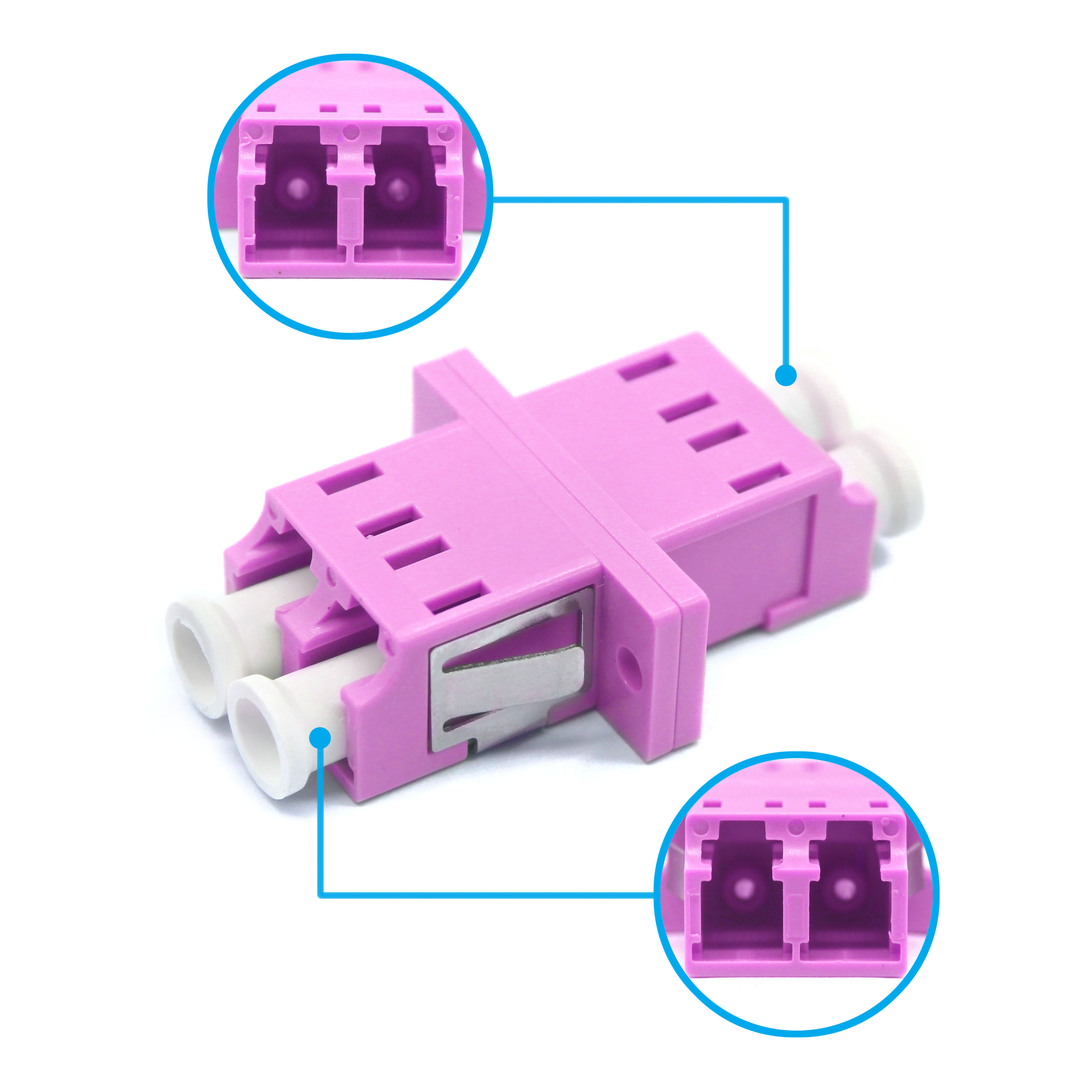 Storage Temp. -40°C to 85°C Fiber Optic LC PC OM4 Multimode Duplex Adapter with Flange