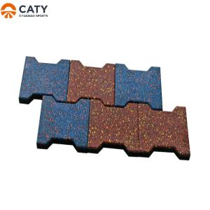 China Dog Bone Interlocking Rubber Pavers Tile Weatherproof For Outdoor Racecourse Horse Stable Mat on sale