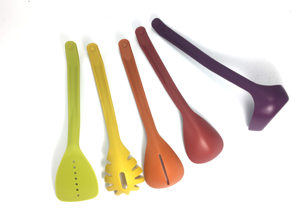 Nonstick Cooking Made Stylish 5-Piece Compact Nesting Utensil Set in Vibrant Colors