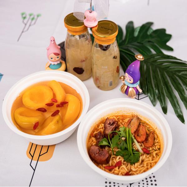 Quality 24oz Compostable Bagasse Bowls Eco Friendly Sugarcane Pulp Box Bowl With Lids for sale