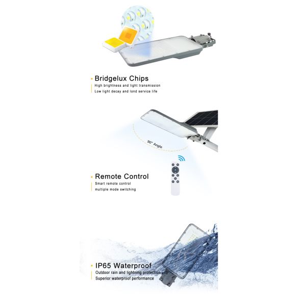 Outdoor Adjustable Solar Powered LED Street Lights Energy Saving 60W 170lm/w