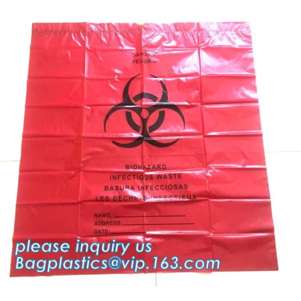 Yellow with black biohazard logo plastic drawstring trash bag, High quality Useful Trash Bag with Drawstring, BAGEASE