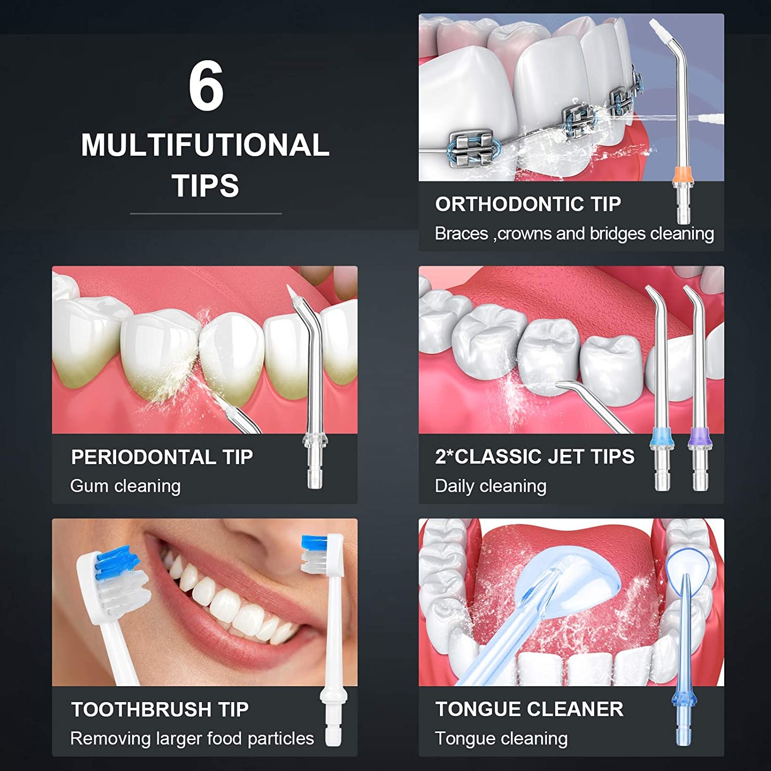 5 Working Modes Oral irrigator Water Flosser , IPX7 Water Flosser With 300ml Tank